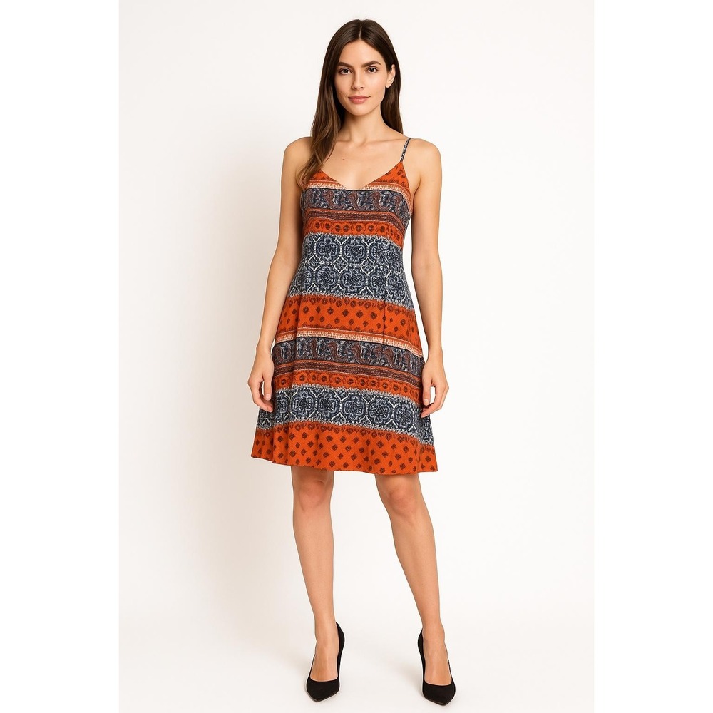 Charlotte Russe Dress Midi Women L Boho Paisley Sundress Y2K Style Summer Travel